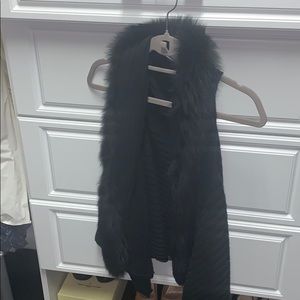 Black Fox fur trimmed Adrienne landau vest
